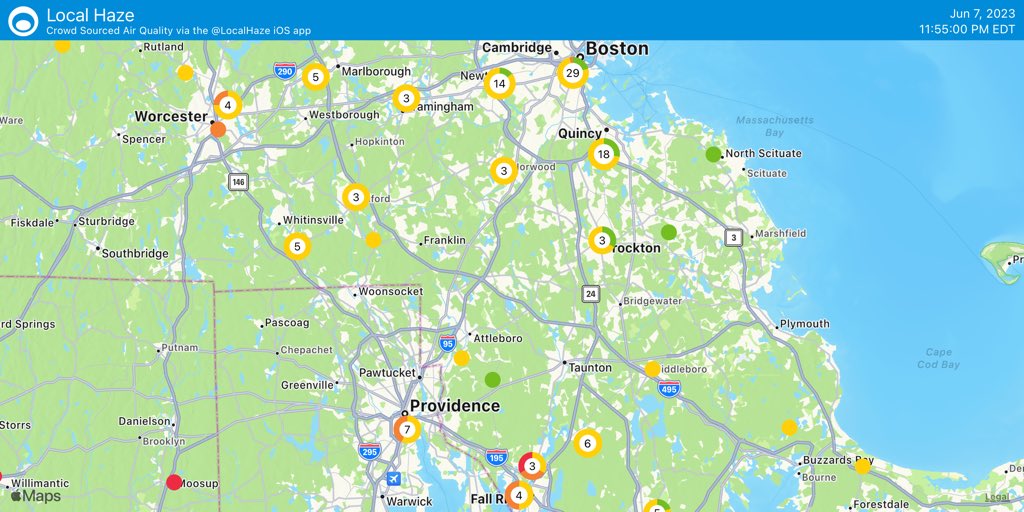 Local Haze air quality sensor map 
https://apps.apple.com/us/app/local-haze/id1278998405