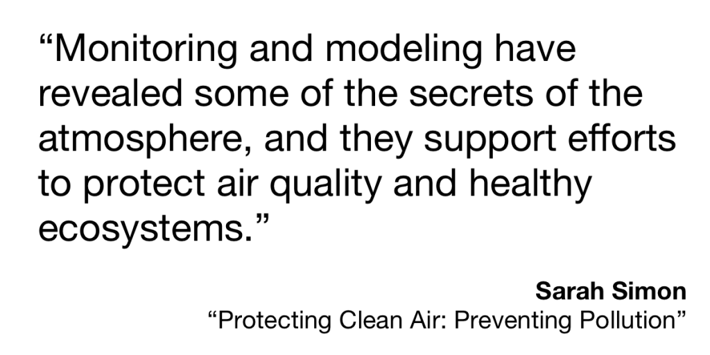 Quote from book on air quality by Sarah Simon